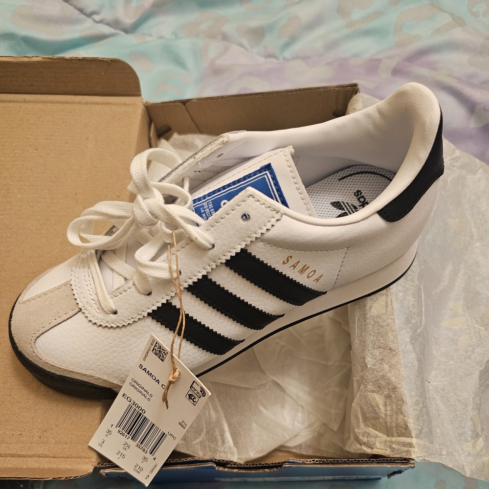 Adidas Samoa White Sneakers with Black Stripes